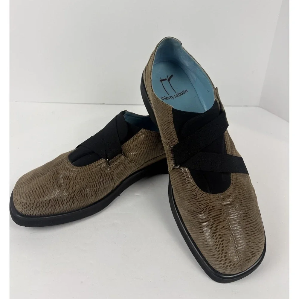 Thierry Rabotin Mens Metallic Tweed Slip-On Flats  US 10.5